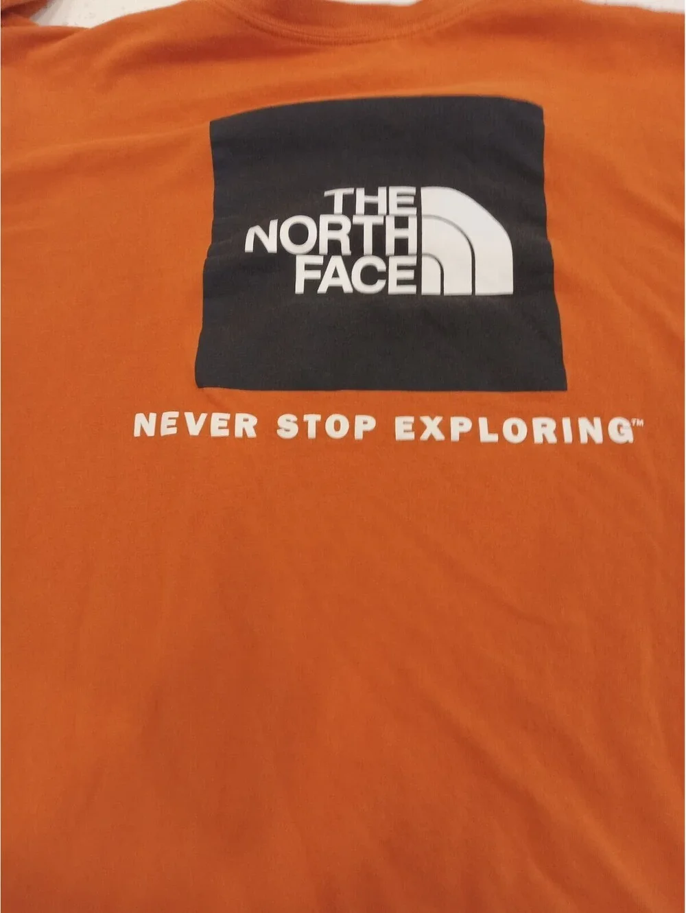 The North Face Shirt Mens Large L Vibrant Orange Long Sleeve Chest Logo Tee